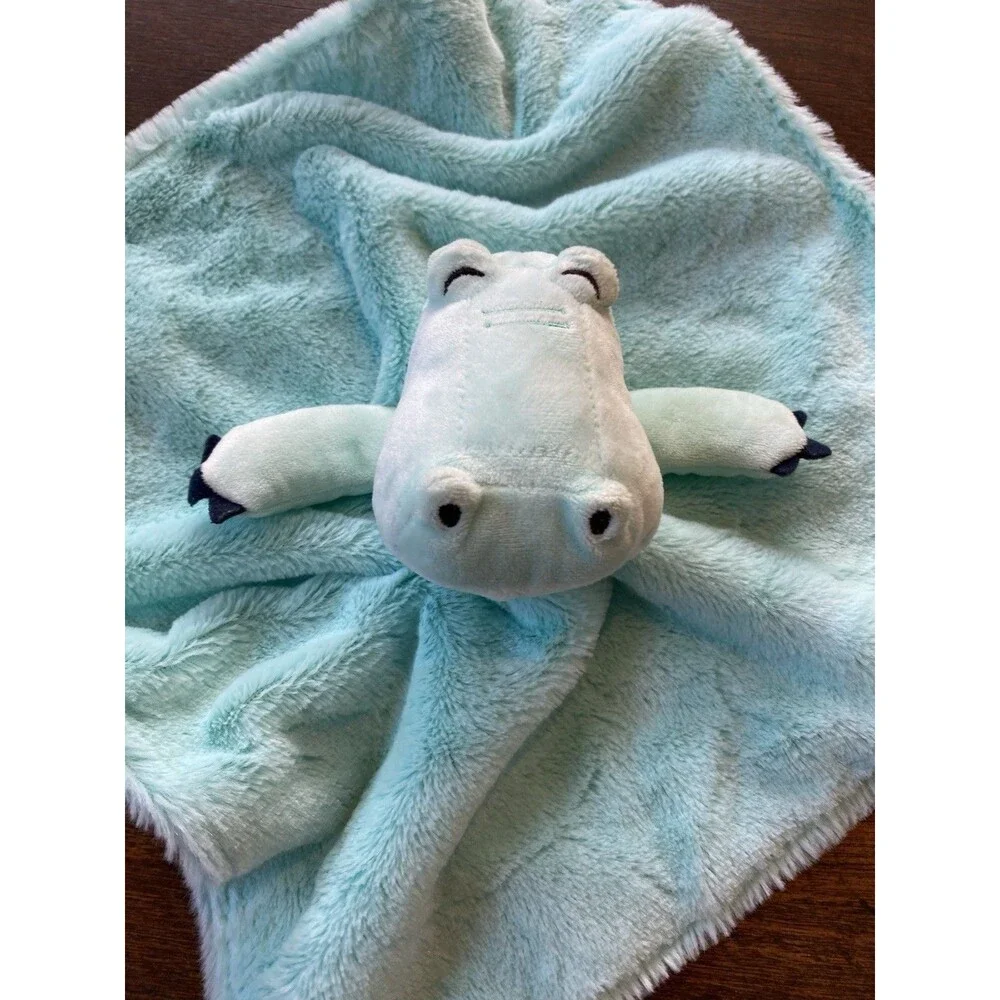 Carters Just One You Hippo Teal Baby Lovey Security Blanket Soother Plush Stripe